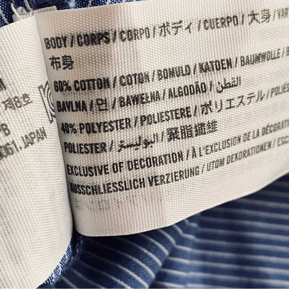 ABERCROMBIE PINSTRIPE COTTON POPLIN MIDI SHIRT DRESS COASTAL RESORT Blue White S - Picture 5 of 11